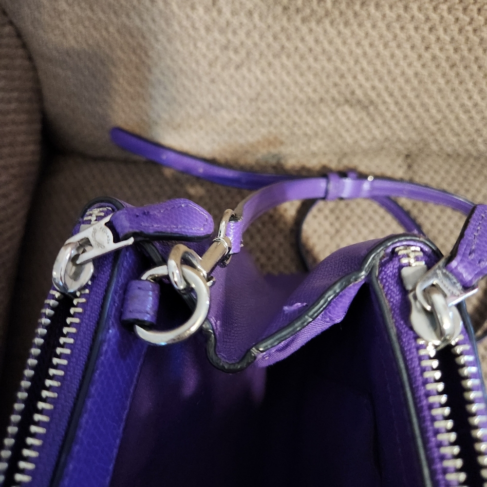 Coach Purple Satchel With Crossbody Strap - Picture 6 of 6